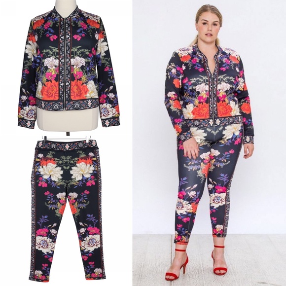 Jealous Tomato Pants - Night Bloom 2X Track Suit Jacket & Leggings Set